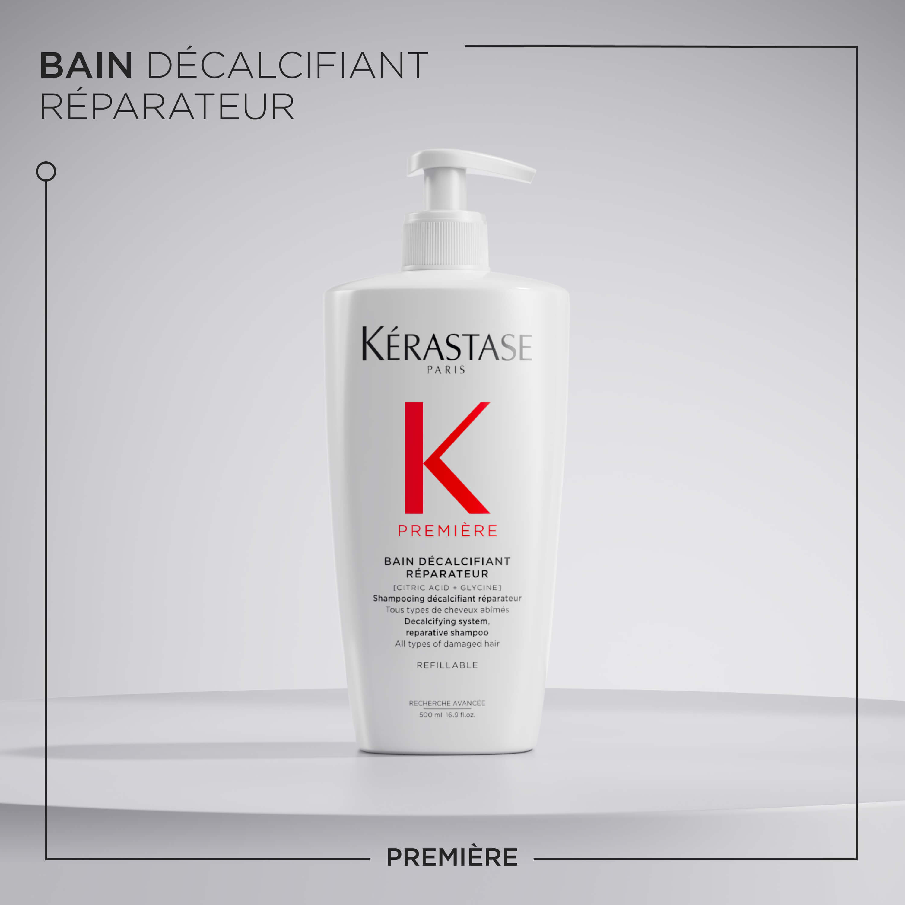 Bain 500ml Decalcifiant Reparateur Shampoo Nachfullbar