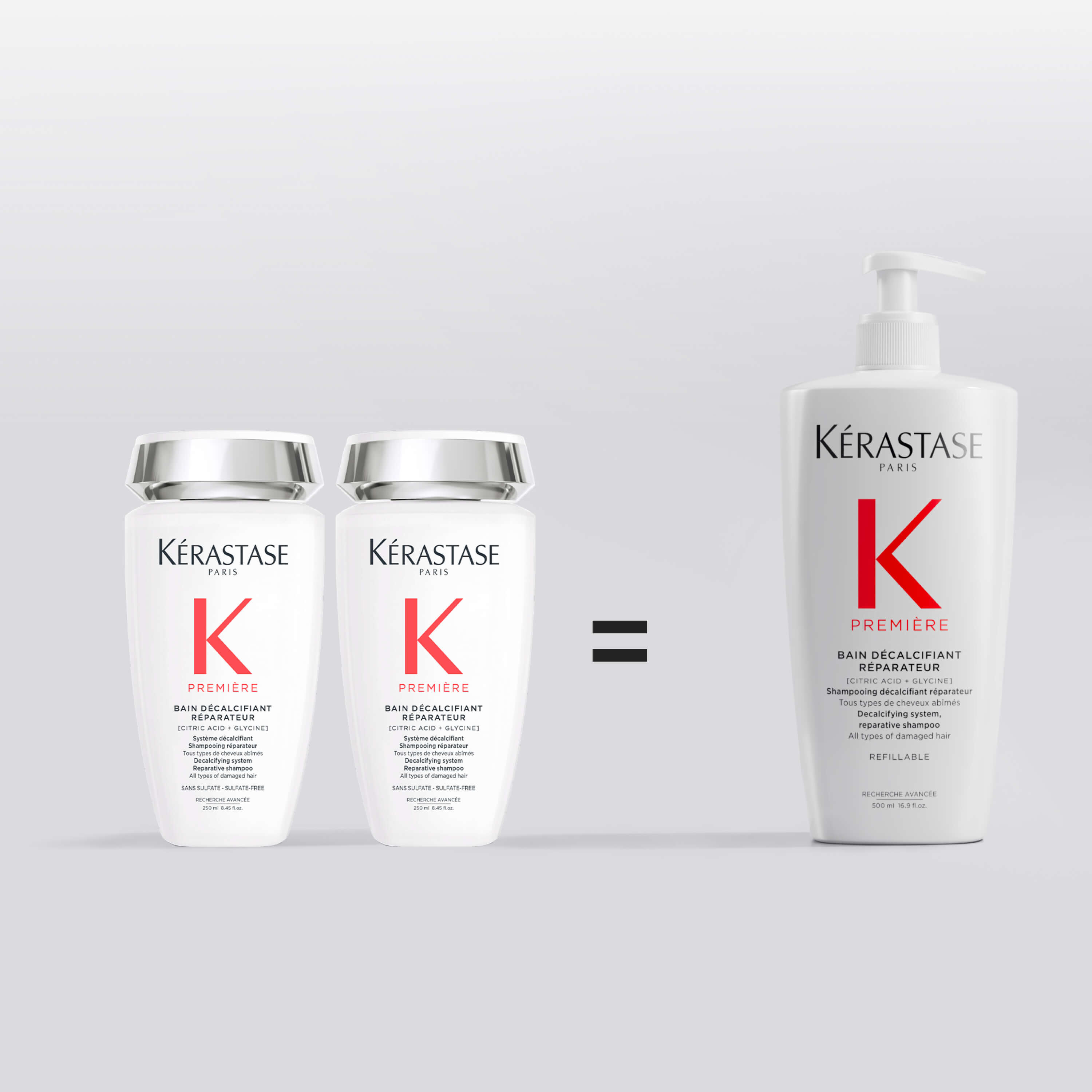 Bain 500ml Decalcifiant Reparateur Shampoo Nachfullbar