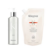 Nutritive Bain Satin 2 Refill Set mit Nachfullflasche & Nachfullpack