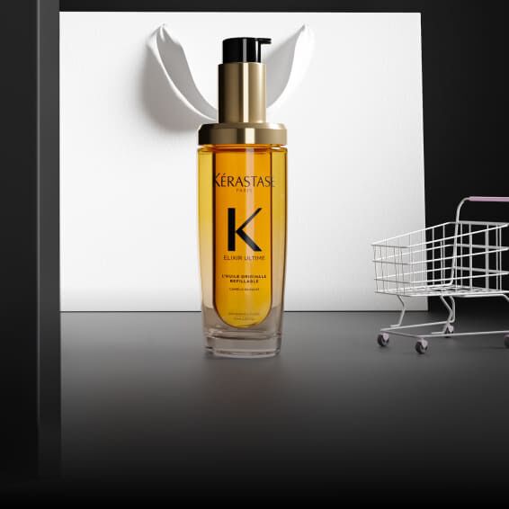 Goldene Flasche des Elixir Ultime L'Huile Originale von Kerastase.