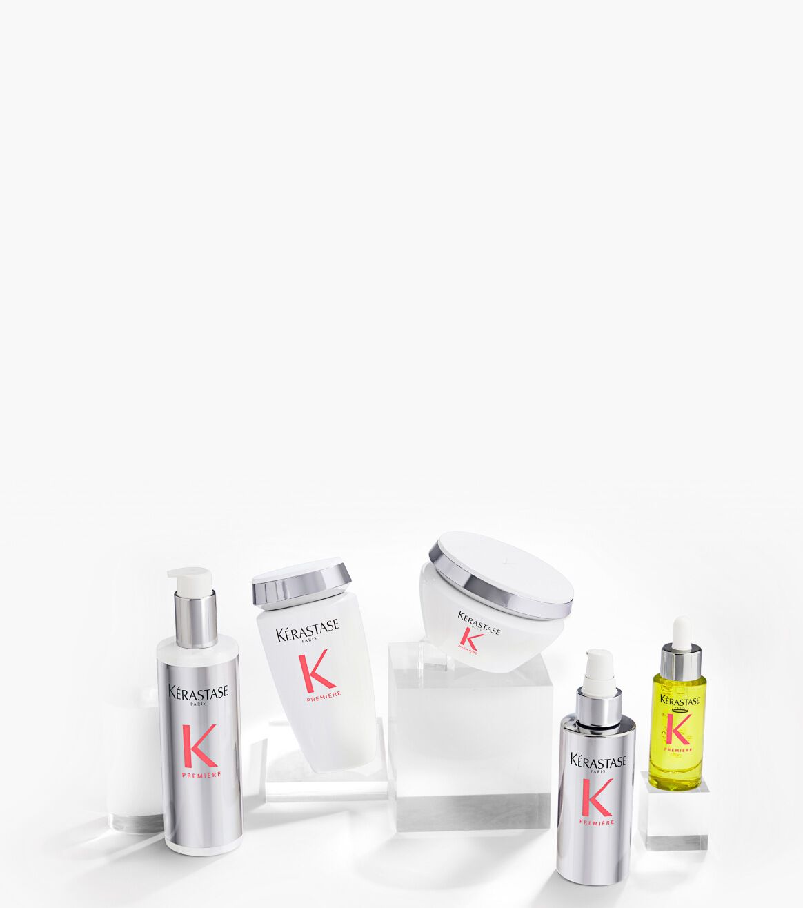 Die Produktreihe Premiere auf einem Glassockel.