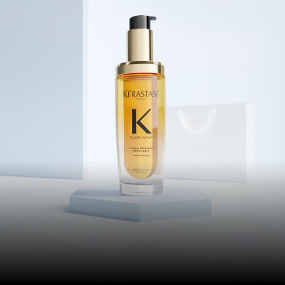 Goldene Flasche des Elixir Ultime L'Huile Originale von Kerastase.