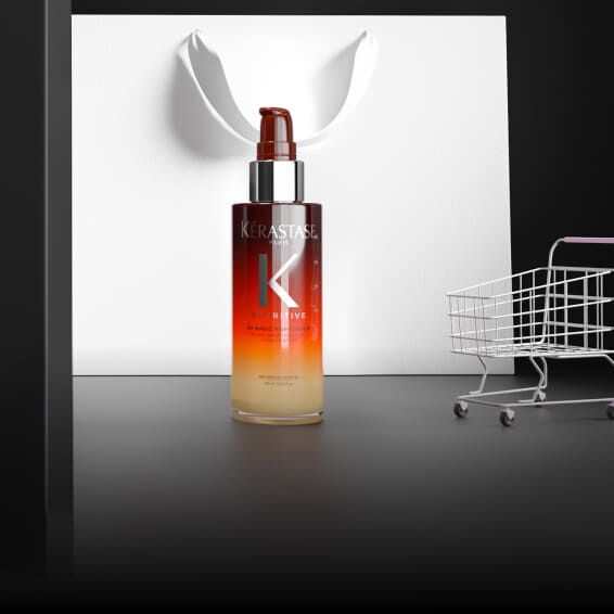 Orangefarbene Flasche des Nutritive Serum Nuit 8H von Kerastase.