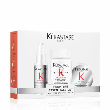 Kerastase Premiere Essentials Set: Pflegeprodukte fur alle Haartypen, geeignet fur geschadigtes Haar in eleganter Verpackung.